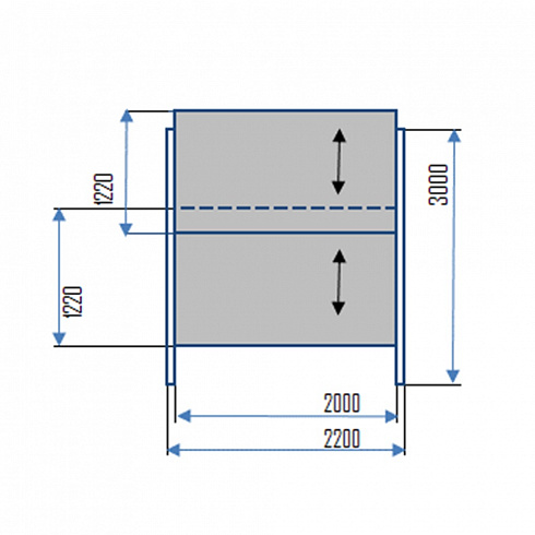Колонная доска  с 2-мя досками. Размер доски: 3000  х 1220 мм; Ширина системы 3200 мм